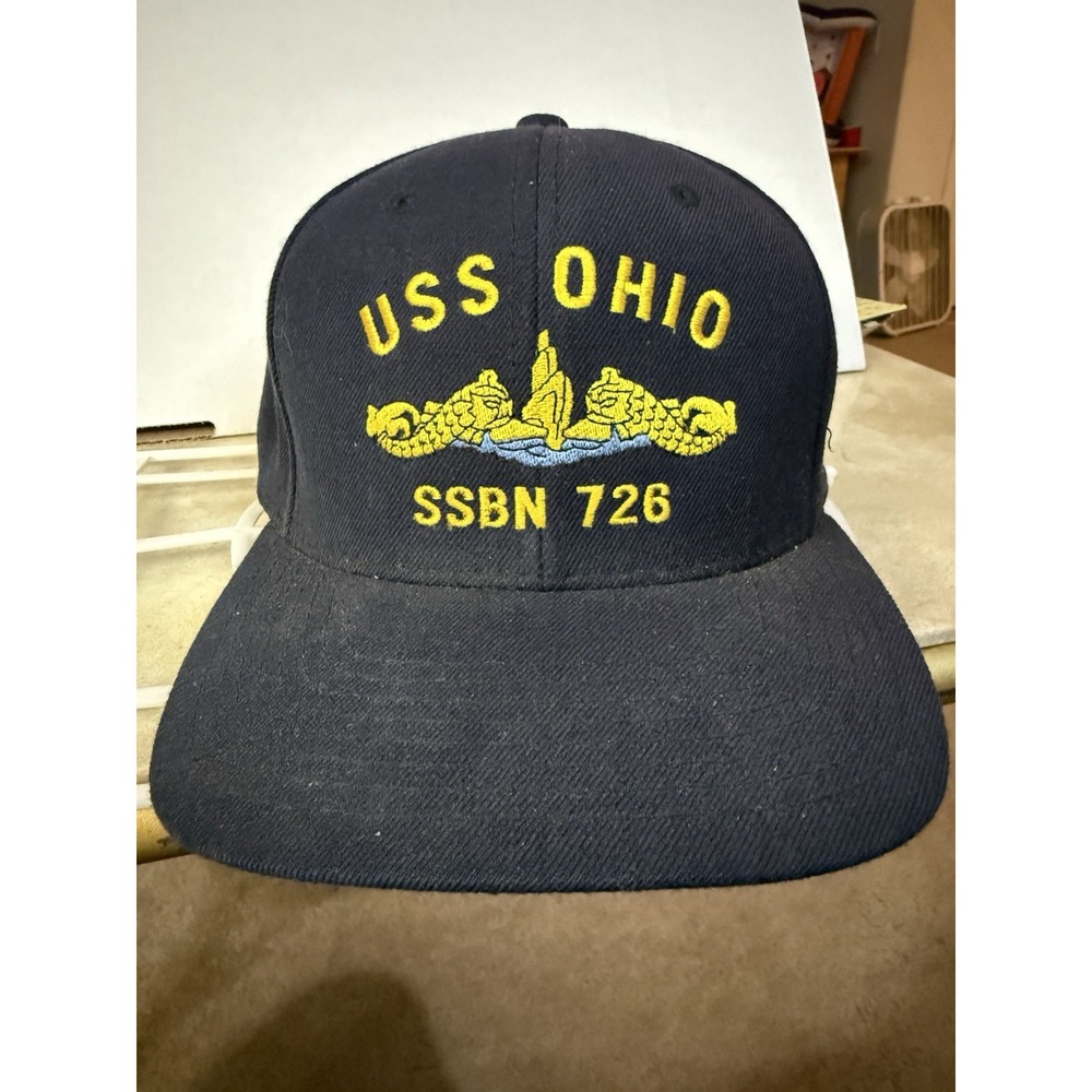 Vintage USS Ohio SSBN 726 Submarine Hat Yupoong Snapback Navy Dolphins 90s